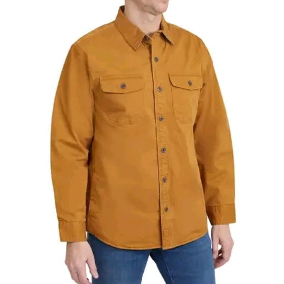 Lands' End Men's XL Brown Workwear Flannel Lined Shacket Jacket Shirt - Picture 1 of 8